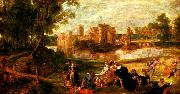 Peter Paul Rubens park utanfor ett slott France oil painting artist